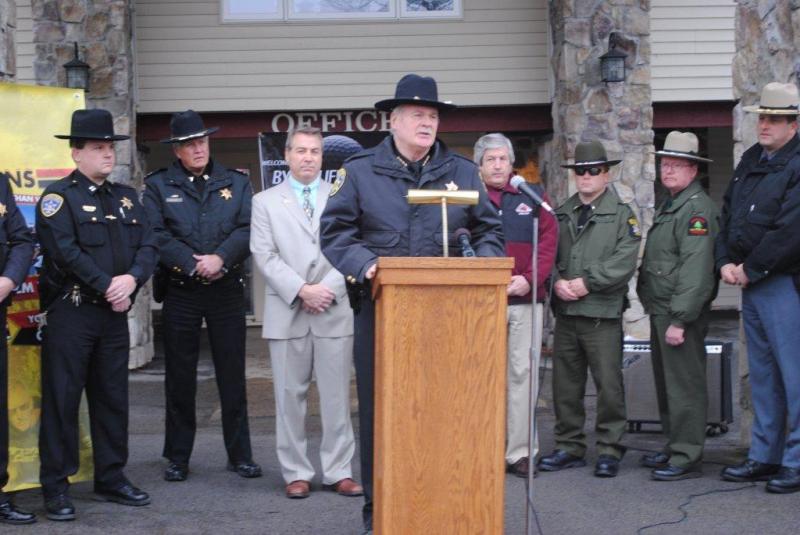 Sheriff Howard discusses snowmobile safety with other Law Enforcement